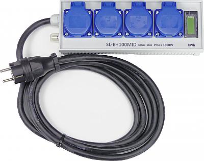 Compteur d'énergie et d'heures en tant que bloc multiprise quadruple SL-EH100MID (étalonné)