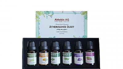 Set d'huiles essentielles de lavande, thym, eucalyptus, citronnelle, romarin et bergamote